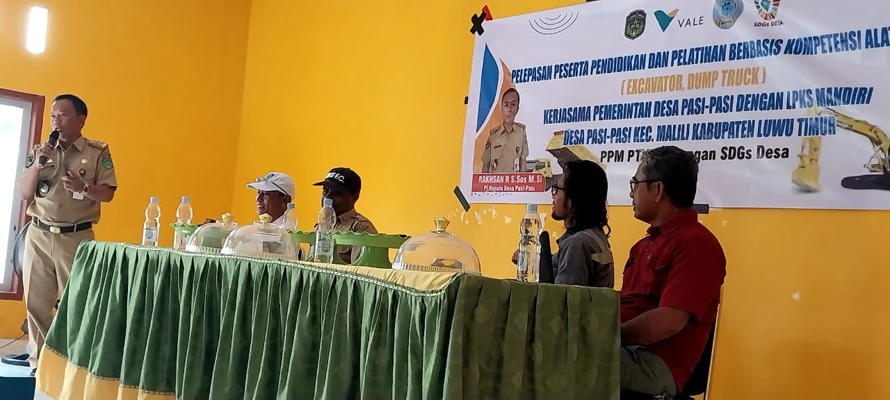 Pelaksana Kegiatan (PK) program PPM Dukungan SDGs Desa & pemangku kepentingan di Desa Pasi-pasi Kecamatan Malili, Luwu Timur, menggelar Pelatihan Keterampilan Operasi Alat Berat bagi angkatan kerja setempat. Kegiatan diselenggarakan bekerja sama dengan PK Desa Pasi Pasi, dan menyepakati menggandeng Lembaga Pelatihan Kerja Swasta (LPKS) Mandiri sebagai pelaksana.