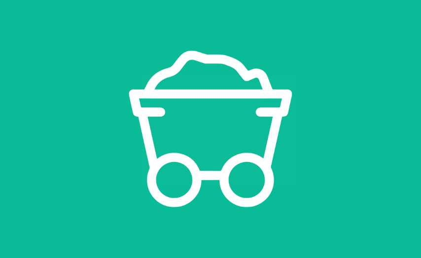 Icon representing a cart loaded with ore.